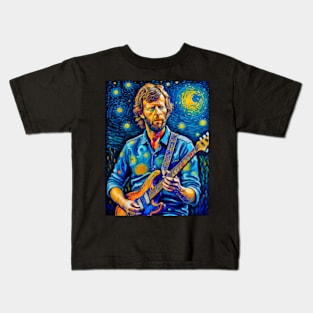 Eric Clapton in starry night Kids T-Shirt